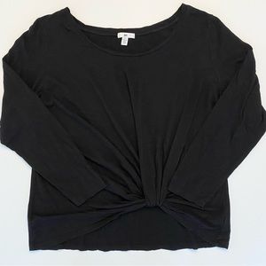 BP Nordstrom Twist Black Long Sleeve T-shirt Sz XXL Simple Basic Minimalist